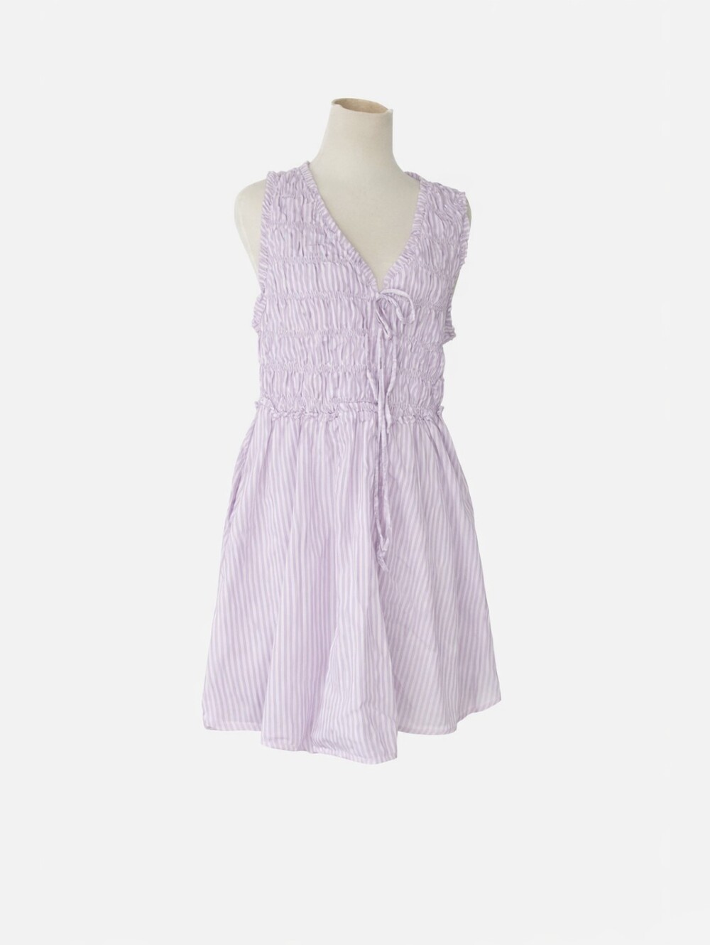 Lavender Stripe Smocked Midi Dress XL